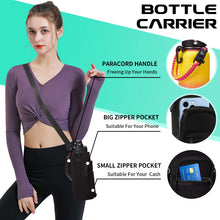 Load image into Gallery viewer, 32/40/64oz Insulated Water Bottle with Paracord Handle, Sleeve Carry Strap, Straw Spout Lid, Wide Mouth Metal Canteen Sports Thermo Mug, Leak &amp; Sweat Proof Cold Flask Jug for Camping Traveling
