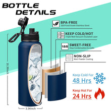 Load image into Gallery viewer, DIGJUPER Water-Bottle Insulated 40oz with Straw - Carrying Pouch &amp; Paracord Handle, Leakproof Thermo Metal Bottle Keep Cold 48H Hot 24H, Sport Canteen Stainless Steel Water Bottle for Indoor
