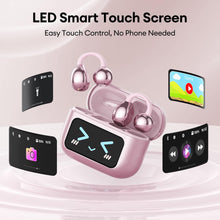 Load image into Gallery viewer, PAXA Clip On Open Ear Earbuds Wireless Bluetooth 5.4, Clip On Earbuds with LCD Touchscreen, Lightweight Comfort Open Ear Headphones for Sports, Fitness, and Workouts, Rose Gold M100
