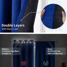 Load image into Gallery viewer, BGment 100% Blackout Curtains for Bedroom 63 Inch Length, Rod Pocket with Thermal Insulated Liner Full Room Darkening Curtains for Living Room, Each Window Curtains 2 Panels, 52 x 63 Inch, Royal Blue
