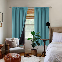Load image into Gallery viewer, BGment Thermal Insulated 100% Blackout Curtains for Bedroom with Black Liner, Double Layer Full Room Darkening Noise Reducing Rod Pocket Curtain (52 x 63 Inch, Sea Teal, 2 Panels)
