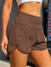 Load image into Gallery viewer, BMJL Women&#39;s Athletic Shorts High Waisted Running Short Pocket 2.5&quot; Sporty Shorts Gym Elastic Workout Shorts(M,Brown2)
