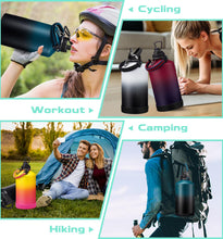 Load image into Gallery viewer, 1 Gallon Insulated Water Bottle - with Straw &amp; Auto Chug Lid, Paracord Handle, Bottle Sleeve, 128 oz Stainless Steel Water Bottle, Large Metal Gallon Water Jug Canteen for Sport Work
