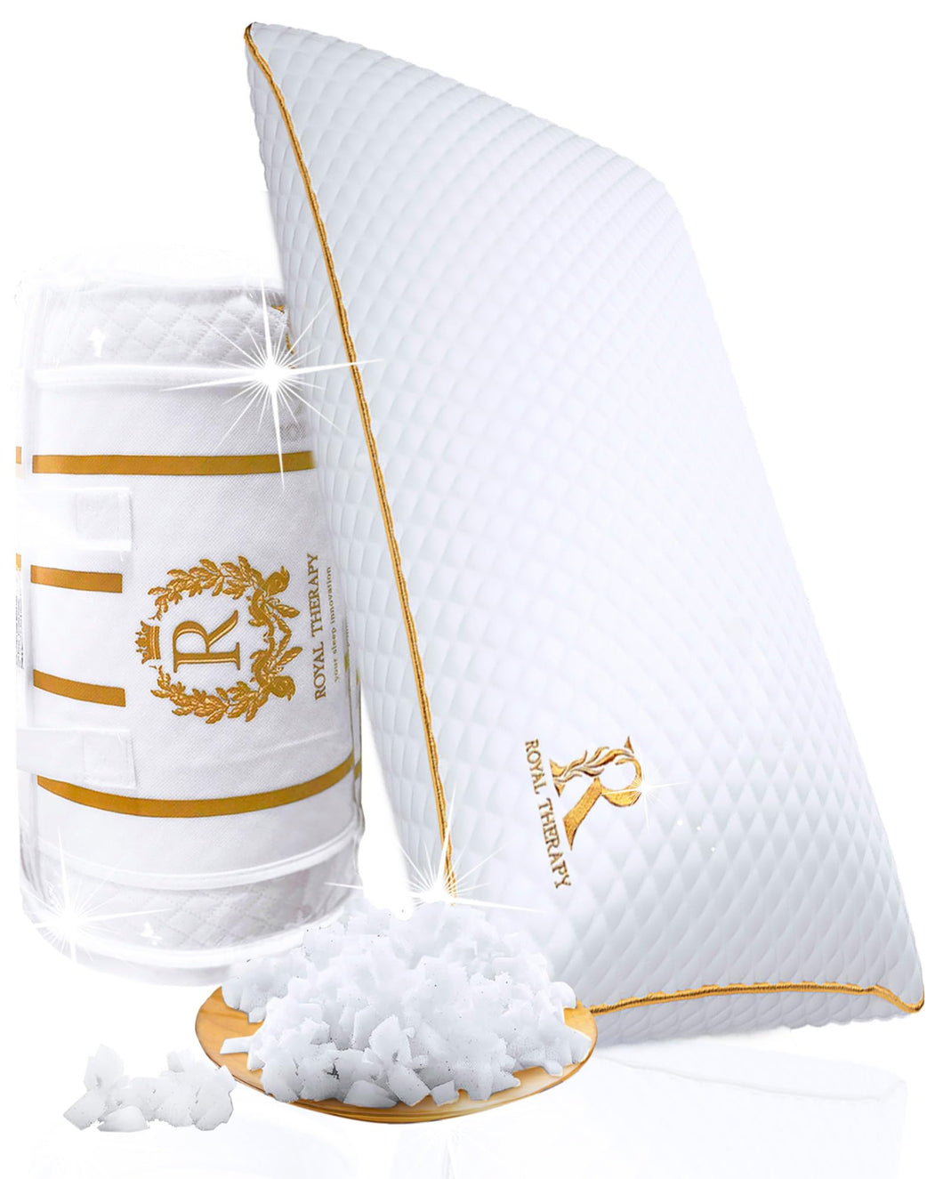 Royal Therapy King Memory Foam Pillows - Shredded Memory Foam Pillow for All Sleep Positions - Medium Firm Pillow with Adjustable Loft - Bamboo-Derived Rayon Cover - CertiPUR-US & Oeko-TEX Certified