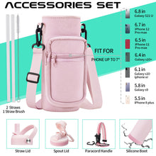 Load image into Gallery viewer, 32 OZ Water Bottles with Straw, Storage Carrier Bag, Paracord Handle &amp; Chug Lid, BPA-free Vacuum Insulated Water Bottle 32oz, Keep Cold 48Hrs &amp; Hot 24Hrs, Stainless Steel Hydro Sports Office Travel
