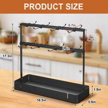 Load image into Gallery viewer, Coffee Mug Holder for Countertop, Cup Holder Rack with Slidable 16 Hooks, Large Mug Holder with Storage Base for Coffee Bar, Kitchen, Dining Room - Black
