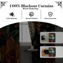 Load image into Gallery viewer, Tyrot Black Boho Floral 100% Blackout Curtains for Bedroom 84 inch Long 2 Panels Mid Century Botanical Black Out Curtains for Living Room Grommet Thermal Insulated Room Darkening Window Drapes,52Wx84L

