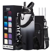 Load image into Gallery viewer, DIGJUPER Stainless Steel Water Bottle 40oz with Straw &amp; Auto Spout Lids, Paracord Handle, Insulated Water Flask Carrier Bag &amp; Protective Boot, Thermo Bottle Mug Metal Canteen Keep Cold-48H &amp; Hot-24H
