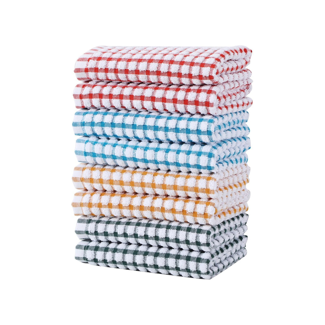 Oeleky Dish Towels for Kitchen, Cotton Kitchen Towels for Drying Dishes Pack of 8 (Multi B, 15X26 inches)