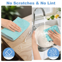 Load image into Gallery viewer, TIVERAIN 10pcs New Upgrade 2-Layer Microfiber Wire Dishcloth,Non-Scratch Wire Dishwashing Rags for Wet and Dry,Metal Scrubbers, Kitchen Miracle Cleaning Dish Rags for Cookware,Sinks, Dishes,Stove,Blue
