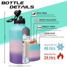 Load image into Gallery viewer, DIGJUPER 64OZ Insulated Water-Bottle with Paracord-Handle - Half Gallon Water Bottle Jug with Straw &amp; Spout Lids, Bottle Sleeve &amp; Boot, Keep Cold-48h Hot-24h for Fitness Camping Hunting, Hiking

