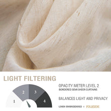 Load image into Gallery viewer, Boho Curtains 72 Inches Long 2 Panels Set for Living Room Bedroom Grommet Neutral Natural Linen Curtains Embroidered Semi Sheer Flax Fabric Drapes Country Farmhouse Decor, 52x72 Inch Length, Taupe
