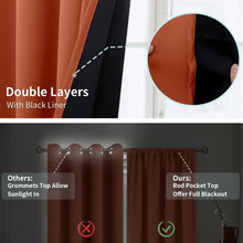 Load image into Gallery viewer, BGment Terracotta 100% Blackout Curtains for Bedroom, Fall Full Room Darkening Noise Reducing Living Room Curtains 63 Inch Length, Thermal Insulated Rod Pocket Window Drapes 2 Panels, 52 Inch Wide
