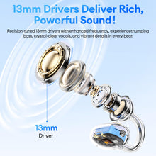 Load image into Gallery viewer, 2 in 1 Clip on Open Ear Headphones Wireless Earbuds, 0 Delay Bluetooth 6.0, Ultra-Long 140H Play, Auto L-R Recognition Touch Control, Hybrid Noise Reduction for Work Fitness Daily Use, Ctbuds Black
