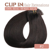 Load image into Gallery viewer, Clip in Hair Extensions Real Human Hair 20 Inch Remy Hair Extensions Clip ins Dark Brown Clip in Hair Extension for Women 80g/5pcs Double Weft Straight Real Human Hair
