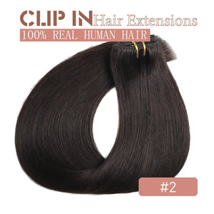 Clip in Hair Extensions Real Human Hair 20 Inch Remy Hair Extensions Clip ins Dark Brown Clip in Hair Extension for Women 80g/5pcs Double Weft Straight Real Human Hair