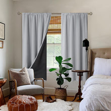 Load image into Gallery viewer, BGment Thermal Insulated 100% Blackout Curtains for Bedroom with Black Liner, Double Layer Full Room Darkening Noise Reducing Rod Pocket Curtain (52 x 63 Inch, Light Grey, 2 Panels)
