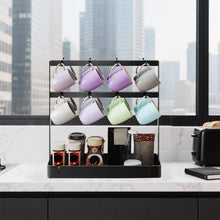 Load image into Gallery viewer, Coffee Mug Holder for Countertop, Cup Holder Rack with Slidable 16 Hooks, Large Mug Holder with Storage Base for Coffee Bar, Kitchen, Dining Room - Black
