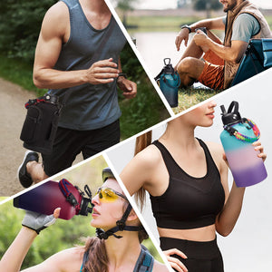 DIGJUPER 64OZ Insulated Water-Bottle with Paracord-Handle - Half Gallon Water Bottle Jug with Straw & Spout Lids, Bottle Sleeve & Boot, Keep Cold-48h Hot-24h for Fitness Camping Hunting, Hiking