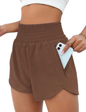 Load image into Gallery viewer, BMJL Women&#39;s Athletic Shorts High Waisted Running Short Pocket 2.5&quot; Sporty Shorts Gym Elastic Workout Shorts(M,Brown2)
