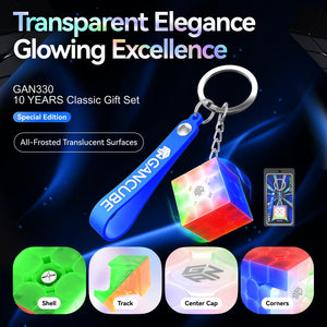 GAN 330 Mini Cube Key, 3x3 Speed Cube Keychains Puzzle Toy for Kids Teens Beginners Holiday Birthday Gifts, 1.2 Inch (10th Anniversary Edition)