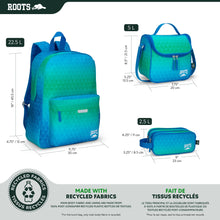 Load image into Gallery viewer, Roots Essential 3-in-1 Matching Water Resistant Kids Backpack and Lunch Bag Set with Bonus Pencil Case - Made from 100% Recycled Fabrics -22.5 litres, Ombre Blue Green
