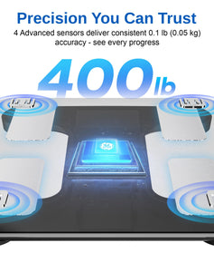 GE Smart Scale for Body Fat, BMI Muscle Mass Digital Bathroom Weight Scales Bluetooth Electronic Body Composition Monitor for People with App Large Display, Accurate 400lb Weighing