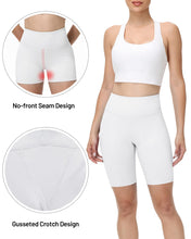 Load image into Gallery viewer, Runhit No Front Seam Biker Shorts for Women - 8&#39;&#39; High Waisted Workout Gym Yoga Running Spandex Compression Shorts Shorts with Tummy Control White Small
