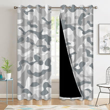 Load image into Gallery viewer, Xiazhilaio 52 x 84 Inch Blackout Curtains with Gray Camouflage Print, Modern Casual Military-Inspired Style Room Darkening Drapes for Bedroom Living Room Window Treatments, 2 Panels
