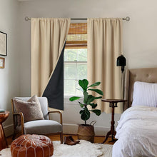 Load image into Gallery viewer, BGment Thermal Insulated 100% Blackout Curtains for Bedroom with Black Liner, Double Layer Full Room Darkening Noise Reducing Rod Pocket Curtain (52 x 63 Inch, Beige, 2 Panels)
