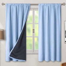 Load image into Gallery viewer, BGment Thermal Insulated 100% Blackout Curtains for Bedroom with Black Liner, Double Layer Full Room Darkening Noise Reducing Rod Pocket Curtain (52 x 63 Inch, Spa Blue, 2 Panels)

