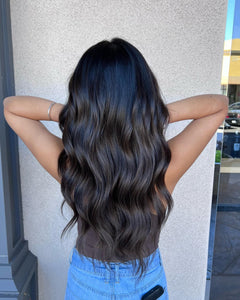 Fliace Clip in Black Hair Extensions for Women, Thick Double Weft Wavy Soft Hair & Blends Well Long Hairpieces(20inch, 6pcs, Natural Black)