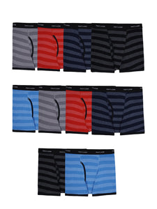Fruit Of The Loom Mens Cotton Boxer Brief Underwear Traditional Fly Stripes Assorted SM (6-8 Little Kid/Big Kid), Small, Pack of 10