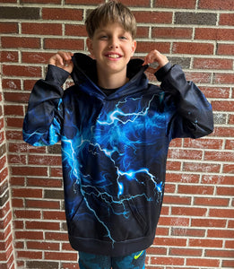 Ahegao Boy's Hoodies Blue Strips Sweatshirt for Kids Size 6-8 Years Casual Hooded Pullover Boys Black Sports Sweater with Pockets