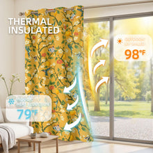 Load image into Gallery viewer, Floral Curtains 100% Blackout Vintage Hummingbird Black Out Curtain 84 Inches Long Thermal Insulated Window Drapes 2 Panels Grommet Room Darkening Curtains for Living Room Bedroom, Mustard Yellow

