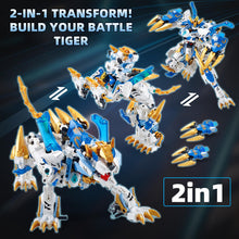 Load image into Gallery viewer, TIALLOW Mech Building Blocks Action Figure Toys, 2in1 White Tiger Transforming Robot Building Set, Converts to Tiger Model, for Adults Kids Boys Ages 8+（515 Pieces） (White Tiger)
