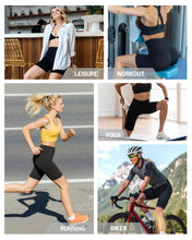 Load image into Gallery viewer, Runhit No Front Seam Biker Shorts for Women - 8&#39;&#39; High Waisted Workout Gym Yoga Running Spandex Compression Shorts Shorts with Tummy Control White Small
