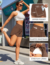 Load image into Gallery viewer, BMJL Women&#39;s Athletic Shorts High Waisted Running Short Pocket 2.5&quot; Sporty Shorts Gym Elastic Workout Shorts(M,Brown2)
