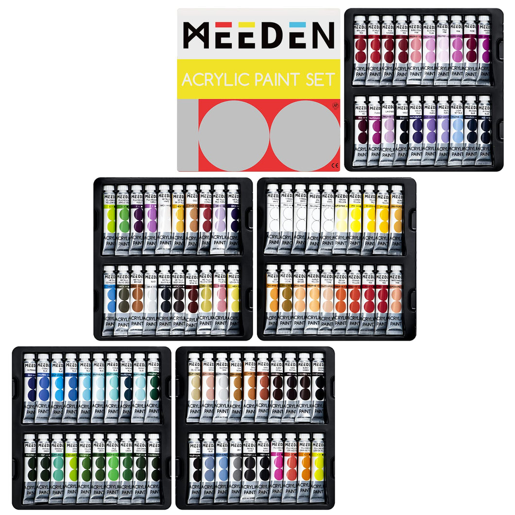 MEEDEN Heavy Body Acrylic Paint Sets, 100 Colors Art Paint Tubes, Non-toxic 0.41 fl Oz /12ml Acrylic Paints for Adults, Beginners