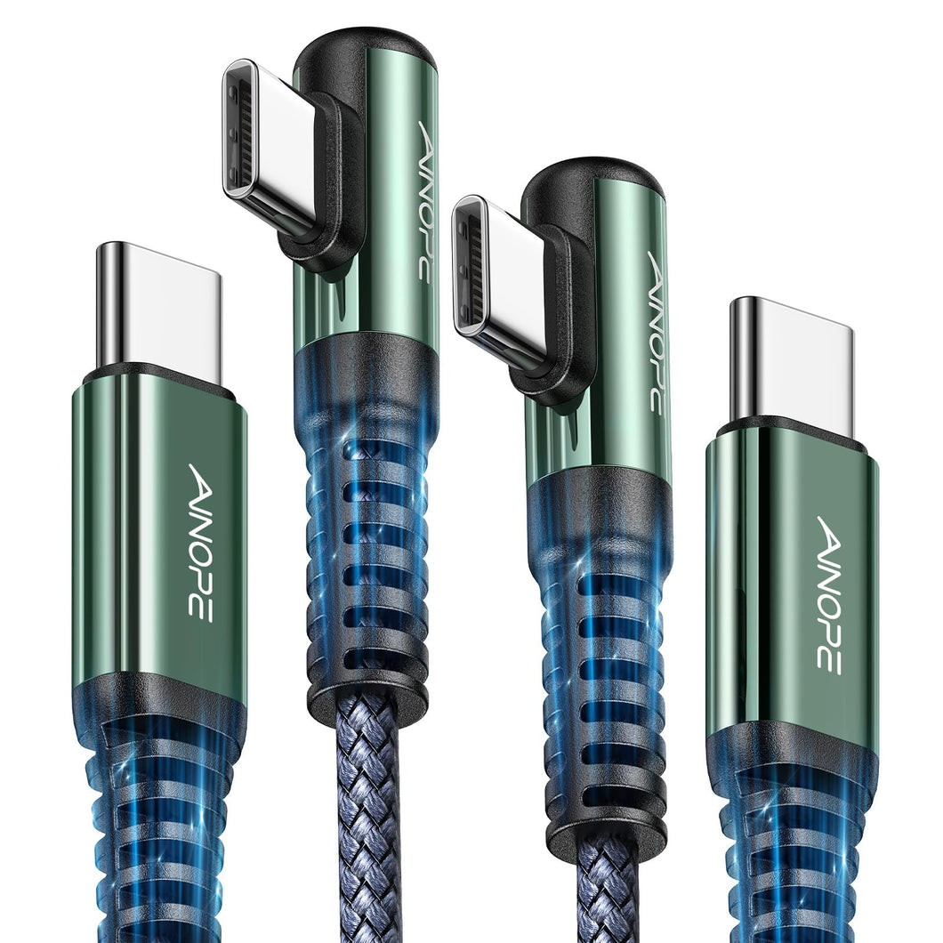 AINOPE Right Angle USB C to USB C Cable 17 3.3FT 60W 2 Pack USBC to USBC for iPhone 16 Pro Max Car Charger Cord Fast Charging Compatible with iPhone 16 15 Samsung A17 iPad Pro Android Phone Accesories