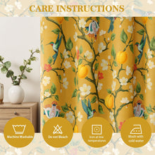 Load image into Gallery viewer, Floral Curtains 100% Blackout Vintage Hummingbird Black Out Curtain 84 Inches Long Thermal Insulated Window Drapes 2 Panels Grommet Room Darkening Curtains for Living Room Bedroom, Mustard Yellow
