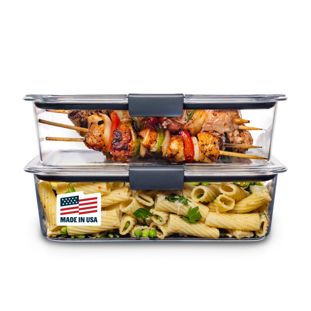 Rubbermaid Brilliance BPA-Free Food Storage Containers with Lids, Airtight Clear Set of 2 (9.6 Cup), Ideal for Lunch, Meal Prep, and Leftovers