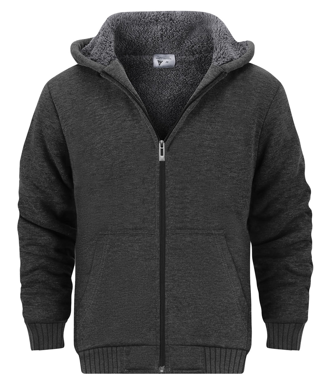 SECOOD Kids Hoodie Fleece Jacket Warm Sherpa Lined Zip Up Hooded Sweatshirt Soft Winter Coat Boys Girls School Outerwear