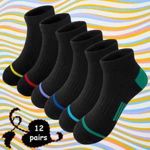 Bemeol Boy Socks 12 Pairs Boys Ankle Athletic Low Cut Socks for Little Big Kids(7-10 Years)