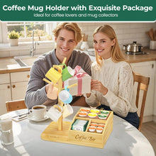 Load image into Gallery viewer, EsLuker.ly Mug Tree Holder Stand, Countertop Bamboo Coffee Cup Organizer Rack for Kitchen Office, Space-Saving Coffee Station Bar Organizer with 6 Hooks, Modern Design Enhances Decor
