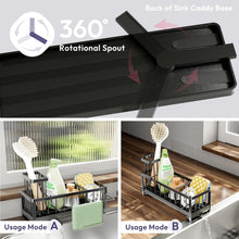 Load image into Gallery viewer, SWTYMIKI Sponge Holder for Kitchen Sink - Sink Caddy with Brush Holder Self-draining Sponge Caddy Organizer with Divider Stainless Steel Kitchen Accessories Storage for Countertop, Black
