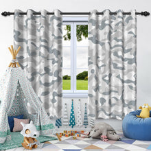 Load image into Gallery viewer, Xiazhilaio 52 x 84 Inch Blackout Curtains with Gray Camouflage Print, Modern Casual Military-Inspired Style Room Darkening Drapes for Bedroom Living Room Window Treatments, 2 Panels
