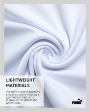 Load image into Gallery viewer, PUMA Boys Active Shorts Set - 3 Piece Performance T-Shirt, Dry Fit Tank Top, and Gym Shorts - Activewear Set for Boys (4-16), Size 8, White/Blue
