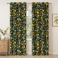 Load image into Gallery viewer, Floral Curtains 100% Blackout, Vintage Hummingbird Black Out Curtain 84 Inches Long, Thermal Insulated Window Drapes 2 Panels, Grommet Room Darkening Curtains for Living Room Bedroom, Dark Green
