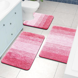 OLANLY Luxury Microfiber Bath Mat, Extra Soft and Absorbent Bathroom Mat, Non-Slip Plush Shaggy Bathroom Rug, Machine Wash Dry, Bath Rugs for Bathroom Floor, Tub and Shower, 16x24, Pink